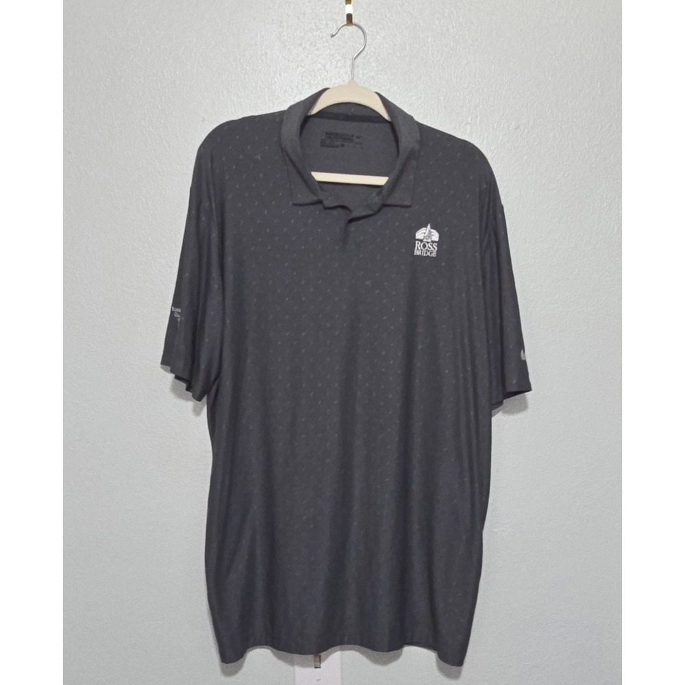 NIKE Golf Shirt Ross Bridge Golf Club Robert Trent Jones Tour Logos Gray
